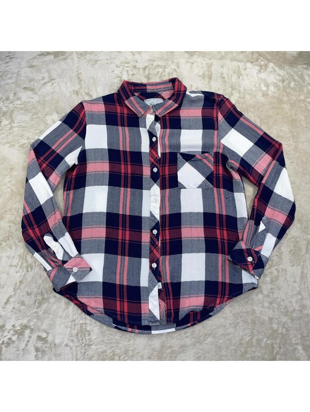 Rails Top Hunter Plaid Button Up Women's Shirt Top Medium Flannel Red Blue